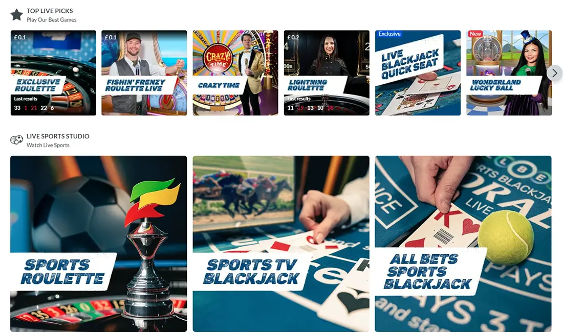 Coral Casino live section